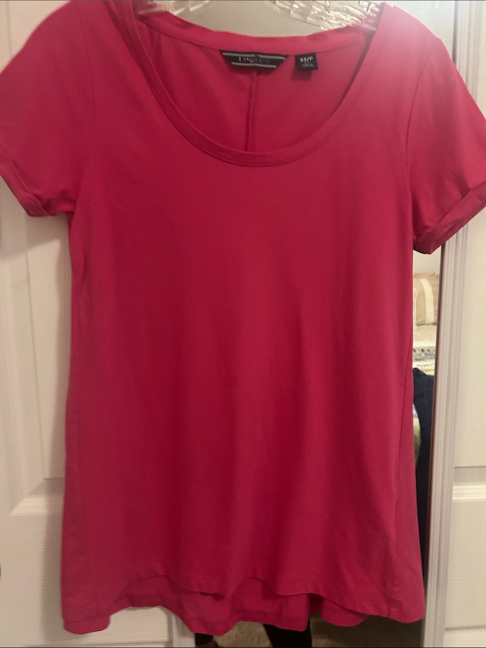 Lands End Short Sleeve Scoop Neck Tee in Bright Pink